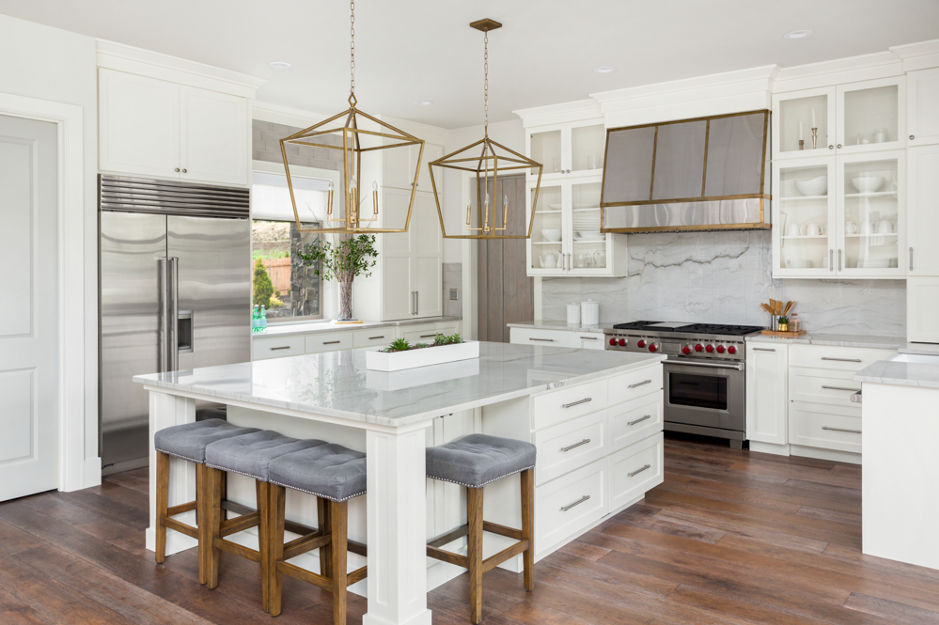 White painted kitchen cabinets at a house in Lisle, Illinois