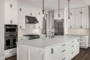 White painted kitchen cabinets at a house in Arlington Heights, Illinois